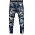 Elasticity Fit Slim Jeans Straight Pants Men's Ripped Jeans